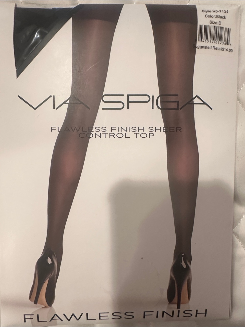 Via Spiga Black Sheer Control Top Hosiery